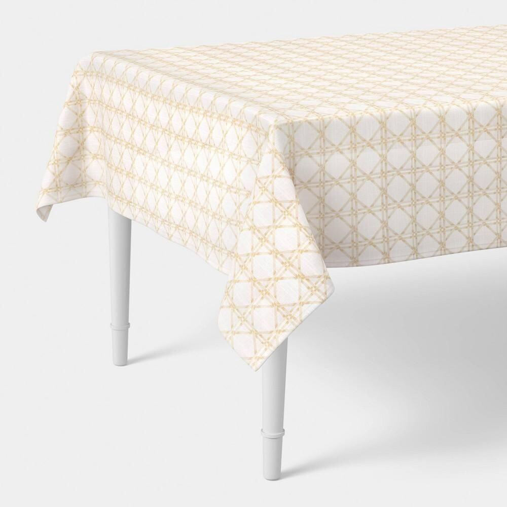 84"x60" Tablecloth Khaki Lattice - Threshold™